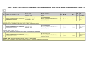 Annexe à l`arrêté n°2015-32 du 04/02/2015 du Président du Centre