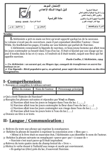 I- Compréhension: II- Langue / Communication :