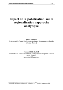 Impact de la globalisation sur la régionalisation : approche analytique
