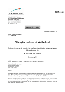 Avant et après Socrate - la genèse du projet philosophique