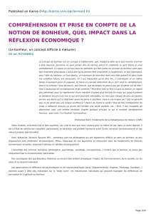 Compr&eacute;hension et prise en compte de la notion de Bonheur