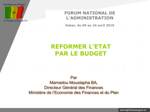 Reformer l`Etat par le budget - Ministère de la Fonction Publique, de