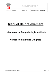 Manuel de prélèvement - Clinique Saint