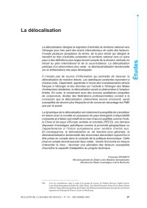 La délocalisation - Bulletin de la Banque de France n° 132