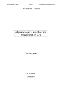 Algorithmique et initiation à la programmation Java