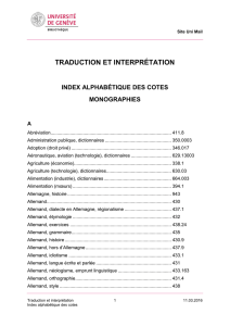 Index des cotes (alphabétique)