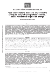 Pour une démarche de qualité en psychiatrie appliquée aux