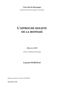 L`approche holiste de la monnaie