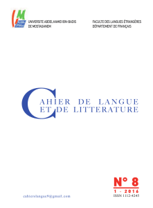 Revue N°08 : "CAHIER DE LANGUE ET DE LITTERATURE"