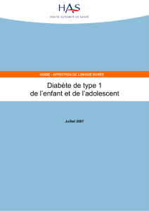 Diabète de type 1 de l`enfant et de l`adolescent