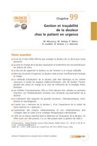 Gestion et traçabilité de la douleur chez le patient en urgence