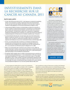 investissements dans la recherche sur le cancer au canada, 2011