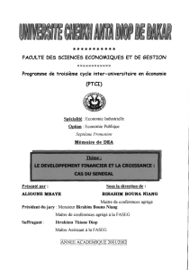 Le développement financier et la croissance : cas du - BEEP-IRD