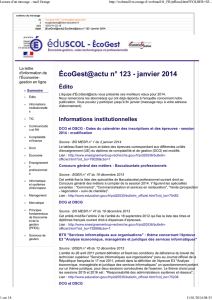EcoGest@actu n° 123- Janvier 2014 - Economie