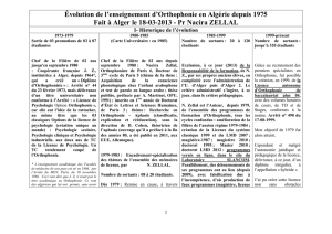 Évolution de l`enseignement d`Orthophonie en Algérie depuis 1975
