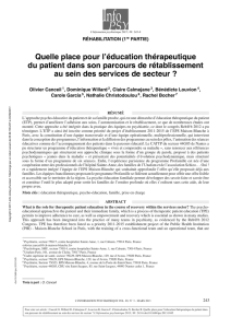 Quelle place pour l`éducation thérapeutique du patient dans son