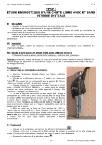 etude energetique d`une chute libre avec et sans vitesse initiale