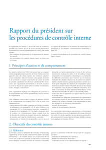 Rapport du président sur les procédures de contrôle interne