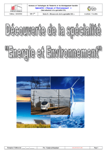 La spécialité « Energie et Environnement - sti2dee