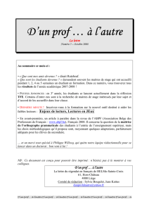 D`un prof &agrave; l`autre