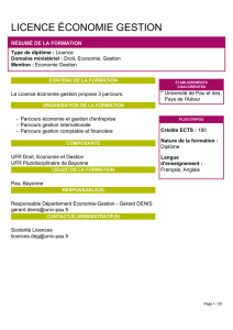 licence économie gestion - UFR Droit, économie et gestion