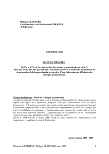 Mémoire de CAFIPEMF, Philippe CLAUZARD, mars 2008. 1