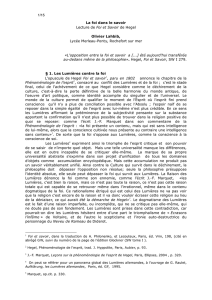 1/15 La foi dans le savoir Lecture de Foi et Savoir de Hegel Olivier