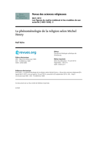 La phénoménologie de la religion selon Michel Henry