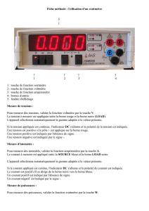 Fiche méthode : Utilisation d`un wattmètre 5 ↓ ↑ ↑ ↑ ↑ 1 2 3 4 1