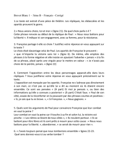Brevet Blanc 1 – 3ème B – Français - Corrigé 1.Le texte est extrait d