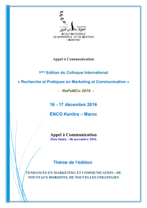 17 décembre 2016 ENCG Kenitra – Maroc Appel à Communication