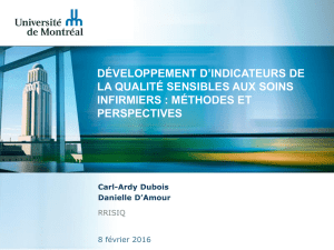 développement d`indicateurs de la qualité sensibles aux