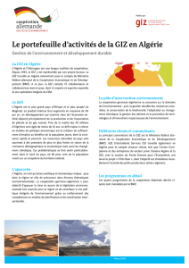 Le portefeuille d`activités de la GIZ en Algérie