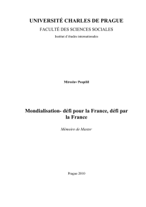 Mondialisation- défi pour la France, défi par la France Mémoire de