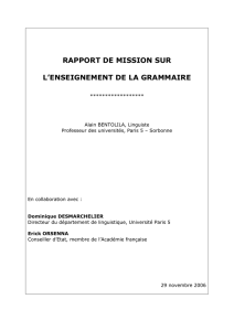 RAPPORT DE MISSION SUR L`ENSEIGNEMENT DE LA GRAMMAIRE