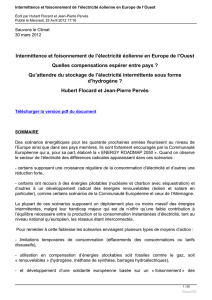 Intermittence et foisonnement de l`électricité éolienne en Europe de l