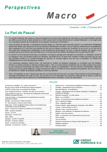 Le Pari de Pascal - Credit Agricole, Etudes Economiques