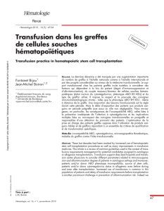Transfusion dans les greffes de cellules souches hématopoïétiques