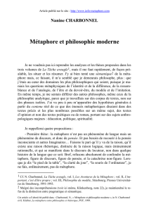Métaphore et philosophie moderne