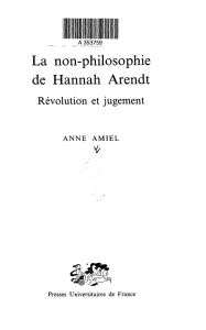 La non-philosophie de Hannah Arendt