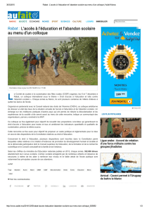 Rabat : L`accès à l`éducation et l`abandon scolaire au menu d`un