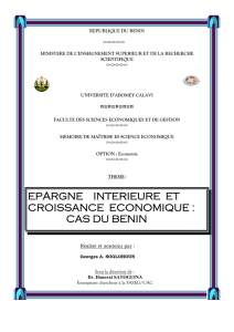 epargne interieure et croissance economique : cas du benin