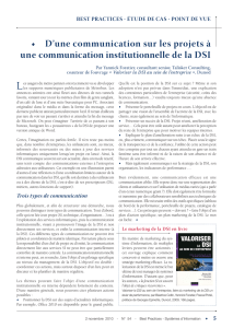 D`une communication projet à une communication institutionnelle DSI