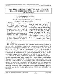 LES REFORMES DANS L`ENTREPRISE PUBLIQUE : REALITE ET