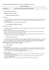 monnaie et financement de l`eco