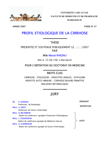 PROFIL ETIOLOGIQUE DE LA CIRRHOSE JURY