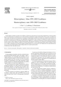 Hémovigilance : bilan 1995–2003 Casablanca Haemovigilance