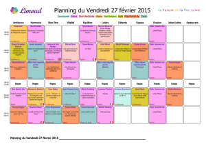 Planning du Vendredi 27 février 2015