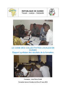 LE CODE DES COLLECTIVITES LOCALES EN GUINEE