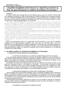 L`&eacute;quilibre budg&eacute;taire doit-il devenir un objectif